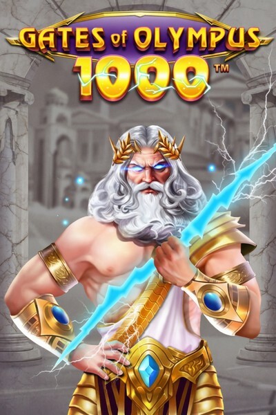 Spelplaatje van Gates of Olympus 1000 met Zeus en een poort
